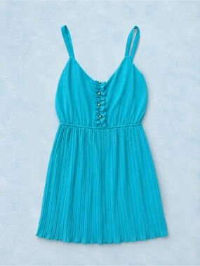 3/$20 / BeBop Aqua Pleated Spaghetti Strap Dress / Size Medium Blue Sundress